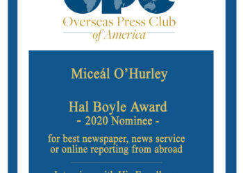 Miceál O’Hurley Nominated for Overseas Press Club of America Award for Diplomatic Corps Reporting